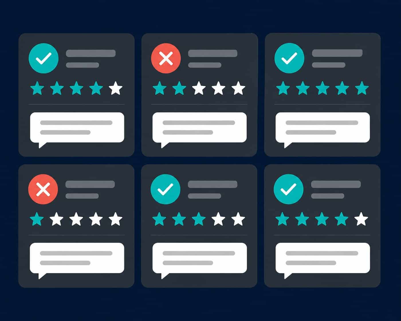 Illustration of customer reviews and software ratings used to compare health insurance agency software platforms.