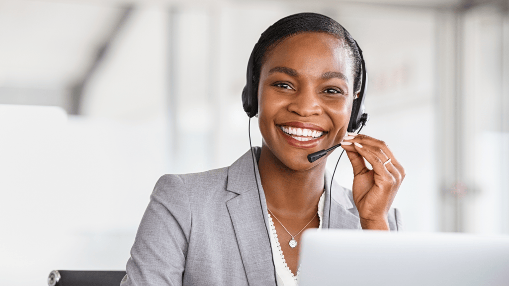 Insurance agent speaking with a client by phone