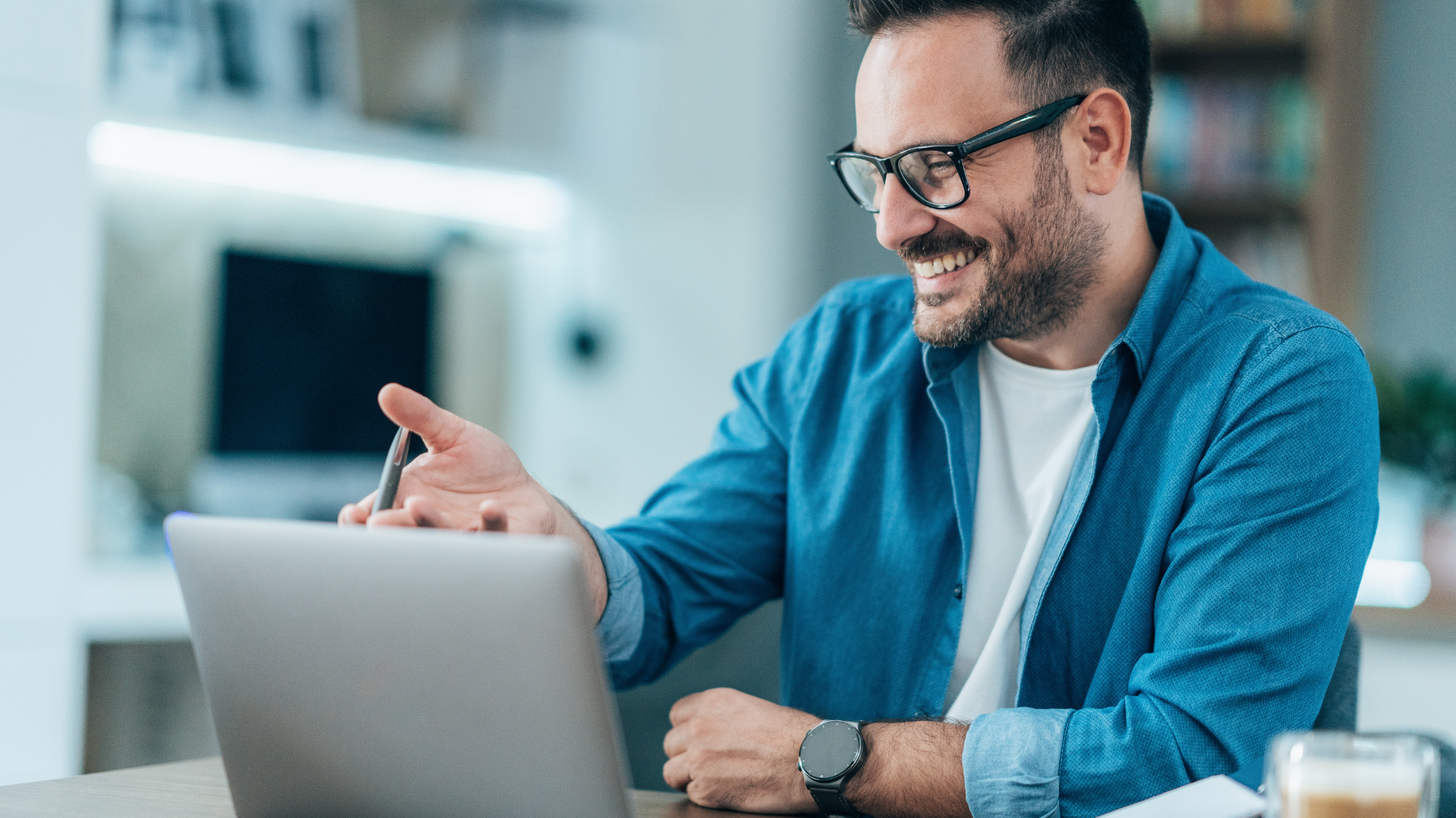 Insurance agent speaking with a client on a video call